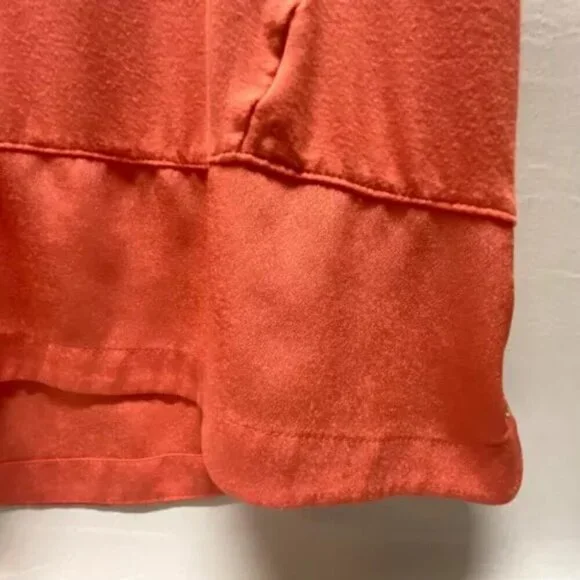Calvin Klein Women's V-Neck Top Large Orange Multi Layer Fabric Tunic Shirt NWOT - Picture 6 of 12